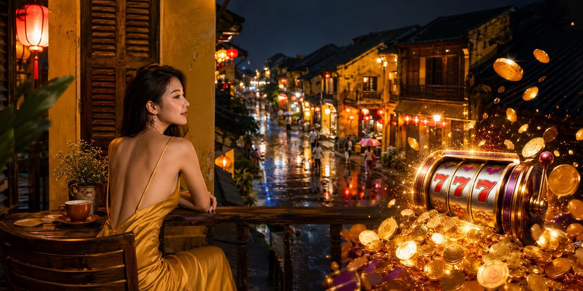 Người chơi thử slot game tại quán cà phê Hội An Việt Nam